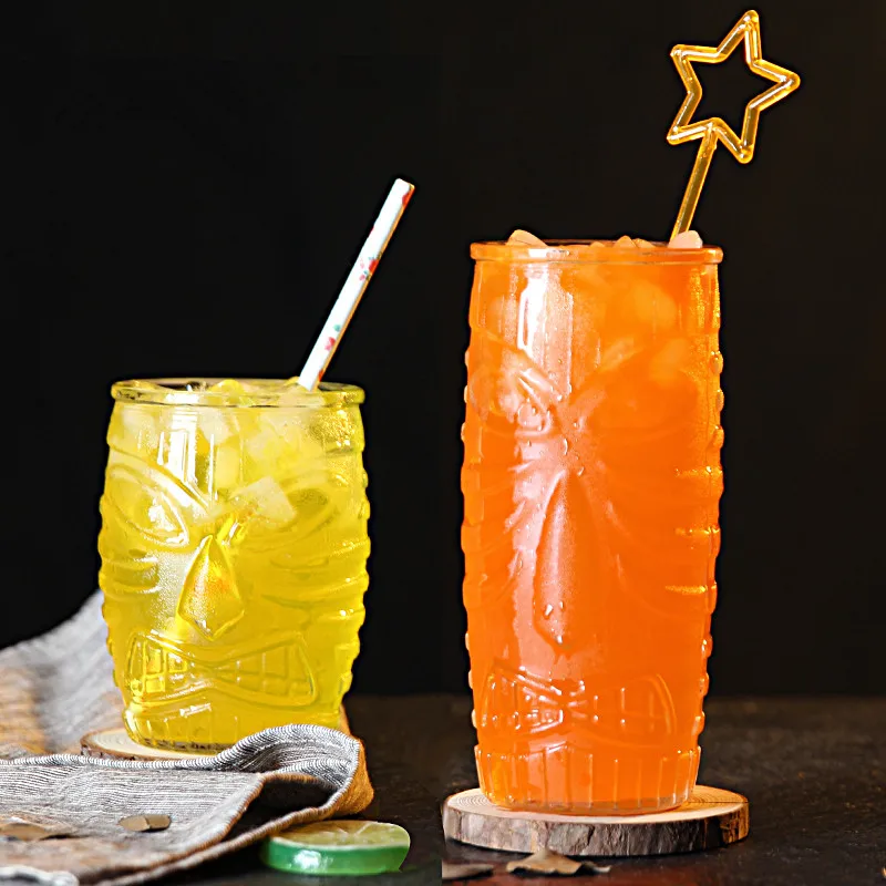 XING KILO Glass Juice Cup Tea Cup Grimace Totem Individual Art Glass Drink Cup Hawaiian Tiki Cocktail Glass XING KILO Glass Juice Cup Tea Cup Grimace Totem Individual Art Glass Drink Cup Hawaiian Tiki Cocktail Glass