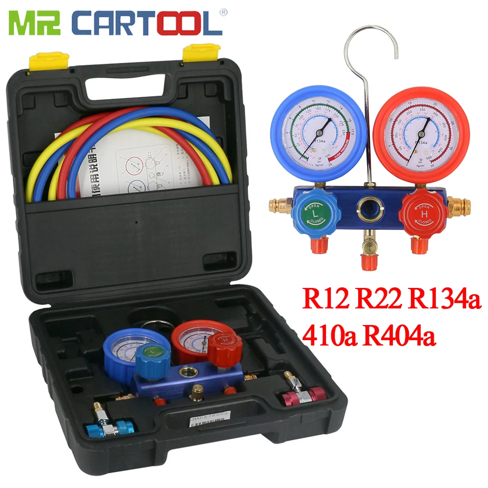 

Mr Cartool HVAC Refrigeration Kit A/C Manifold Gauge Set Air R12 R22 R134a 410a R404z 4000 PSI