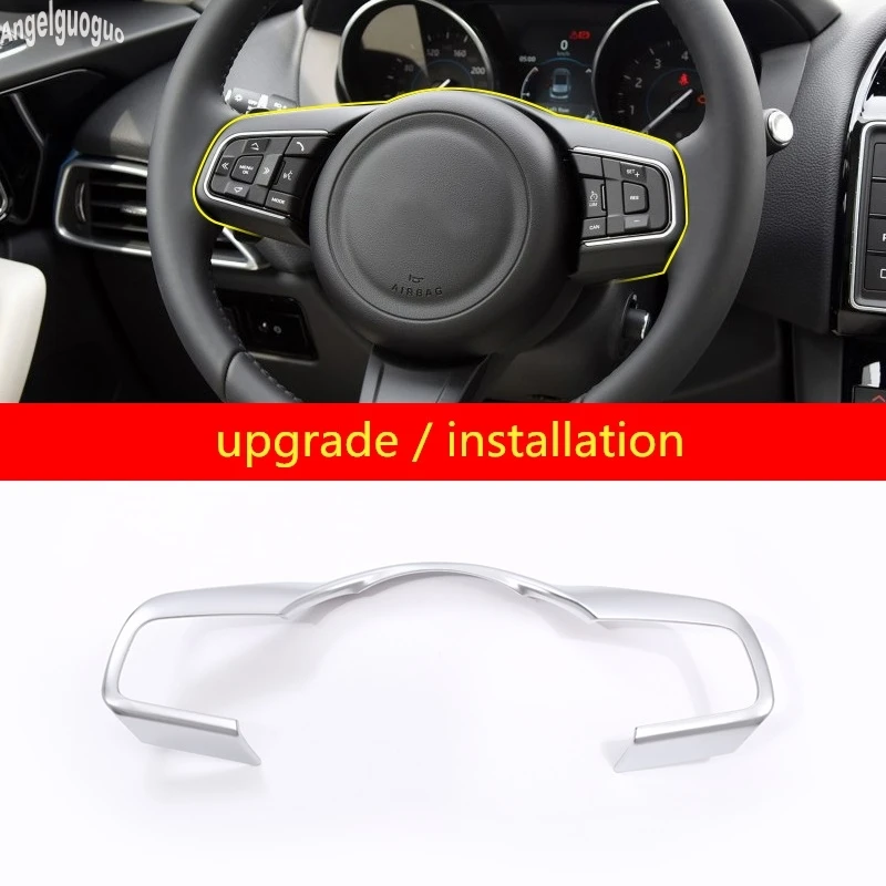 angelguoguo ABS chrome Car steering Wheel Frame Decoration Cover Car-styling For Jaguar XF XFL F-PACE F-type 2016 17 Upgrade