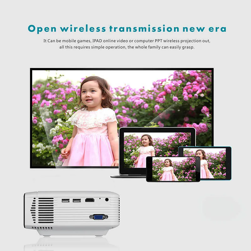 

Newly Projector High Resolution Connect Smart Phone Durable For Home Cinema Theater Office