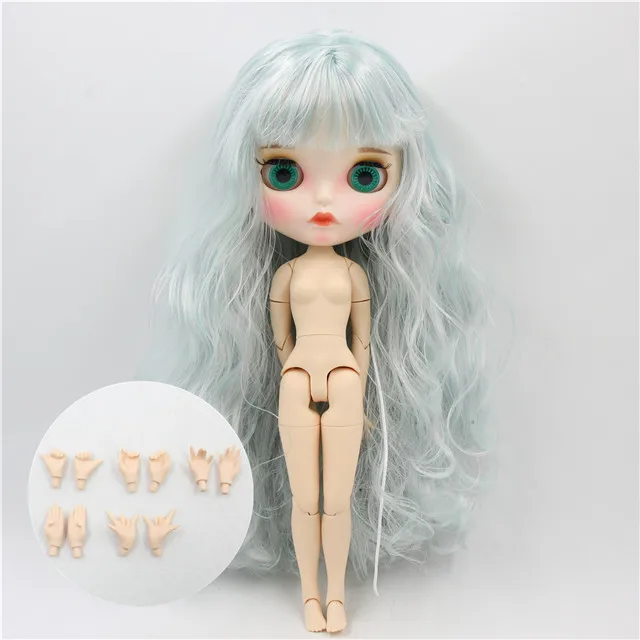 doll with hand A Ледяная фабрика blyth кукла 1/6 bjd белая кожа соединение тела микс Мятные волосы, новое матовое лицо резные губы с бровями, кукла с ушами - Цвет: doll with hand A