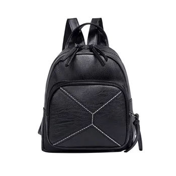 

2019 PU Leather Women Backpack School Bags For Teenager Girls Casual Women Black Backpacks Small Female Travel Daypack Bag