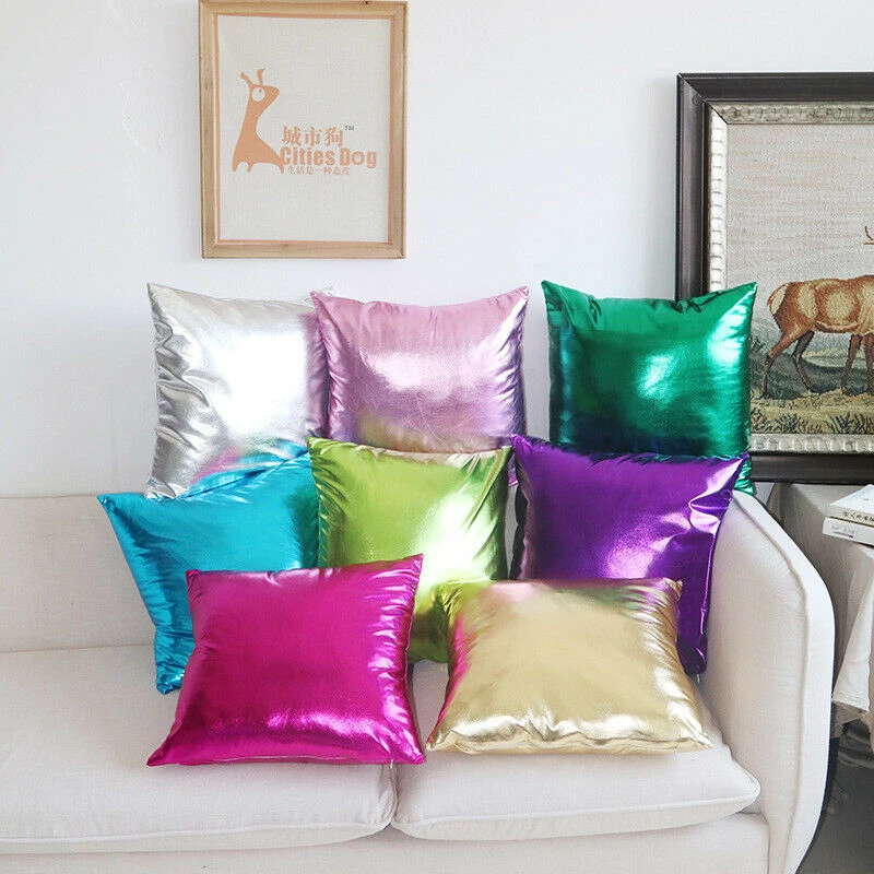 9 Colors 45x45cm Metallic Shine Solid Color Pillowcase Pu Foil Hotel Bedroom Living Room Pillow