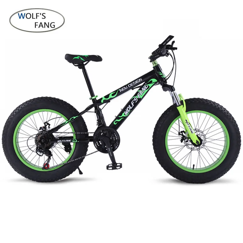wolf's fang Bicycle Mountain bike 7/21 speed Fat Road Snow Bike 20*4.0 folding Bike bicicleta Front and Rear Mechanical Disc