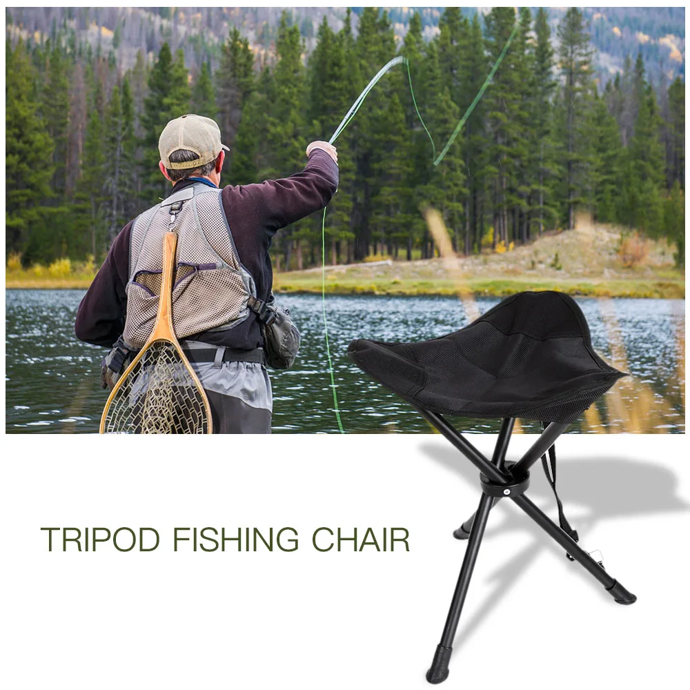 Foldable Fishing Chair Stool Folding Travel Camping Tripod Chair Slacker Portable Backpack