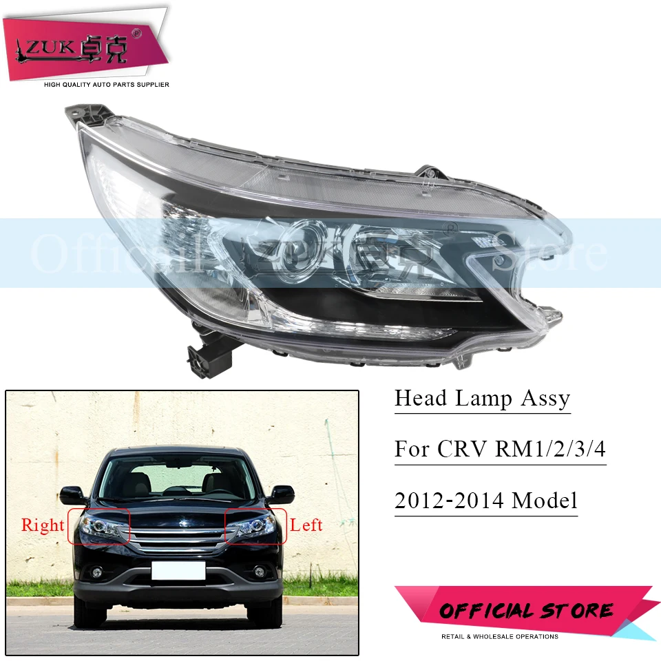 ZUK Авто галогенные HID головной свет фара в сборе для HONDA CRV 2012 2013 RM фары День Время Бег светодиодный