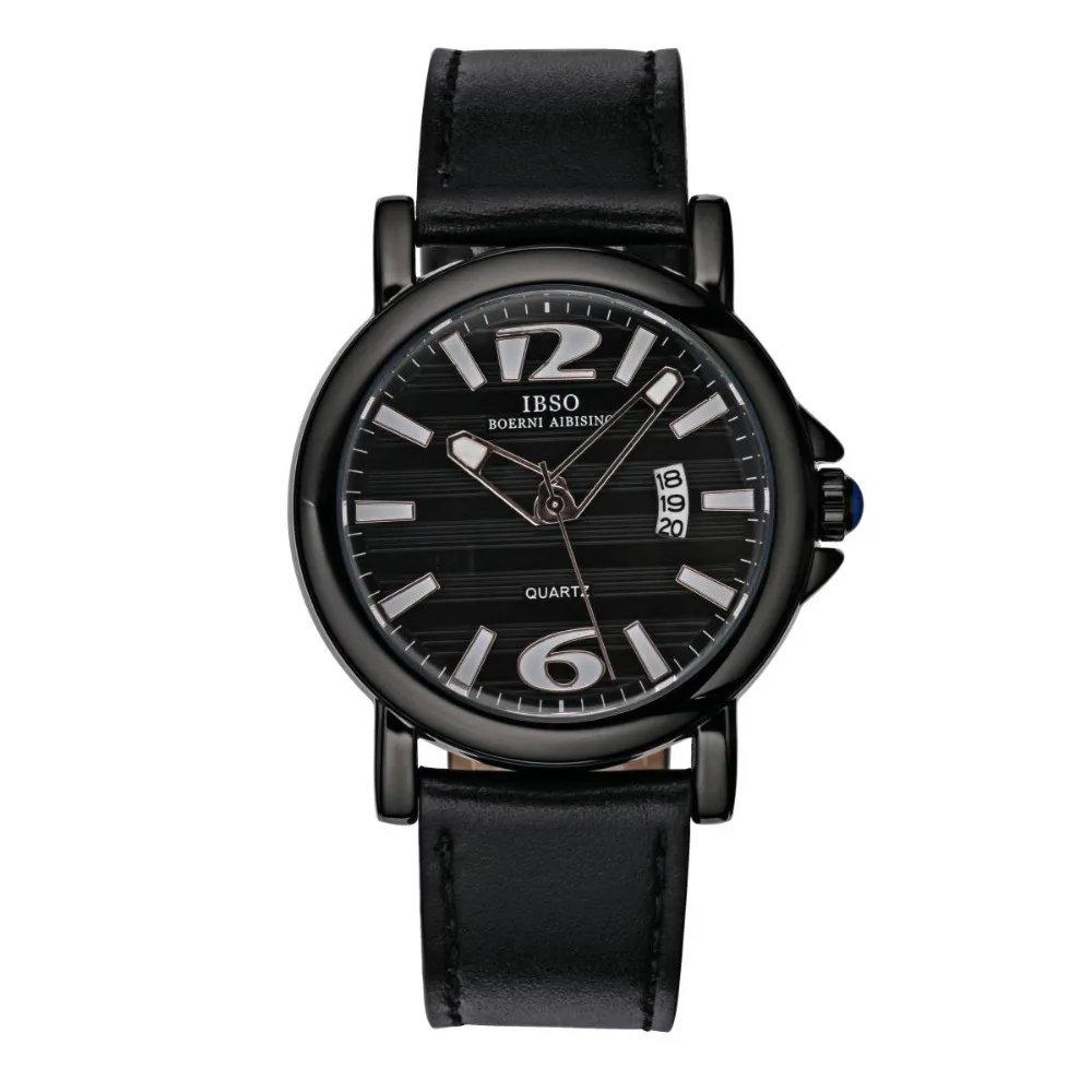 

IBSO Good Quality Genuine Leather Waterproof Watch Calendar Date Wrist Watch for Men 3932