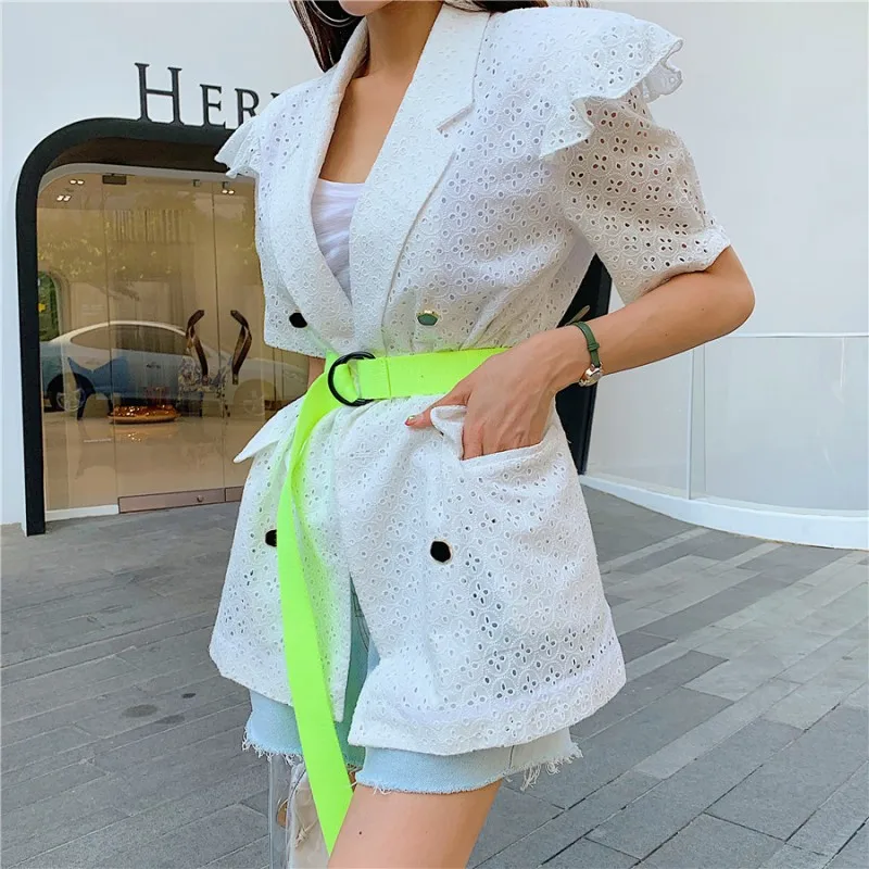 المدرج مصمم لوني الكشمير المرأة سترة معطف 2019 الربيع واحد الصدر طويلة الأكمام عارضة ضئيلة قميص