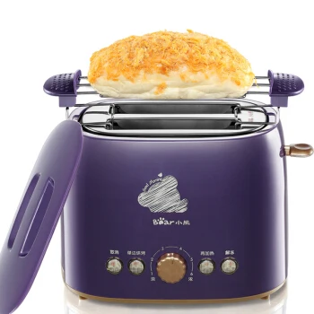

Home Metal Automatic Bread Toaster 2 Slices Bread Toaster with Dust-proof Lid Breakfast Maker Reheat Unfreeze Function 6 Gear