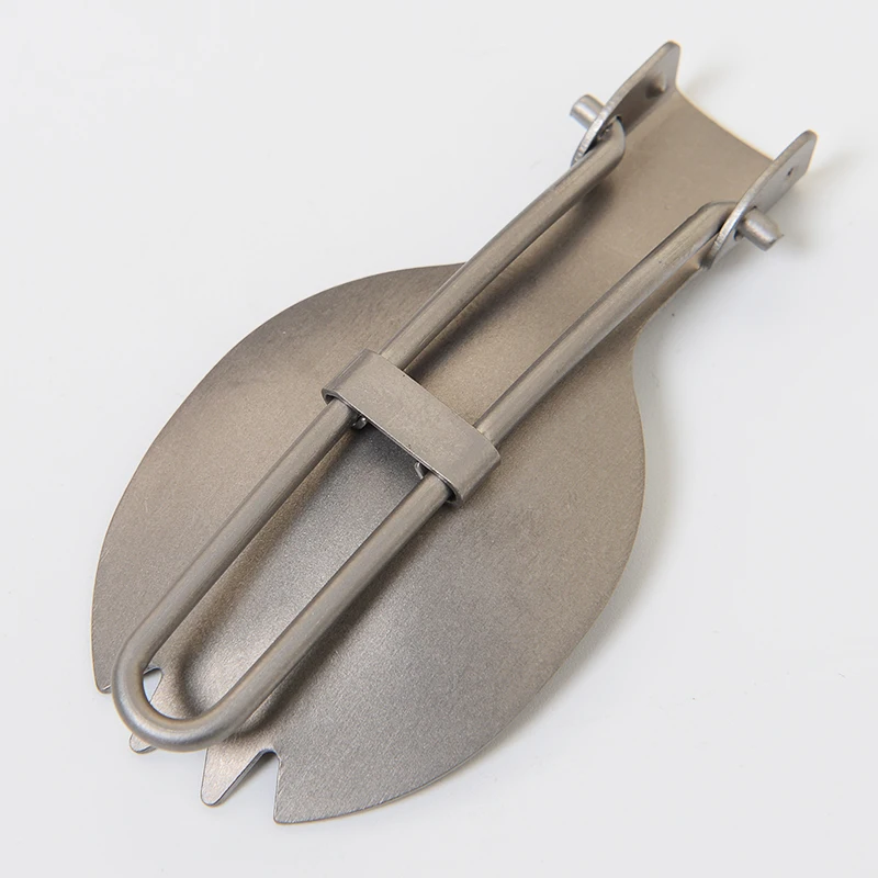 Ligero portátil Camping Picnic cubiertos nunca se oxida fuerte plegable de acero inoxidable cuchillo tenedor cuchara + bolsa de almacenamiento