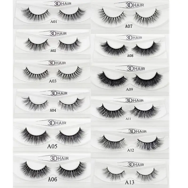 

5 Pairs 3D Mink Lashes Hand Made False Lashes Plastic Cotton Stalkmink Eyelashes Natural Long Makeup False Eyelash
