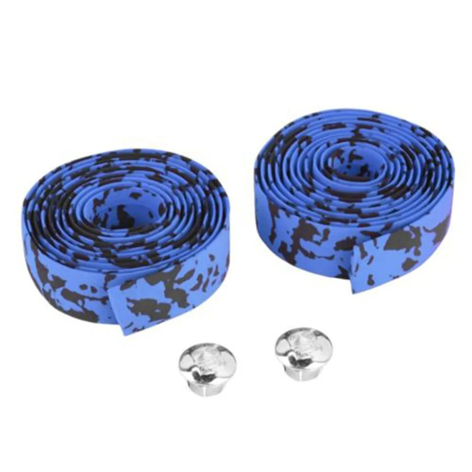 2Pcs Road Bike Bicycle Handlebar tape Camouflage Cycling Handle Belt Cork Wrap with Bar Plugs 6 Colors