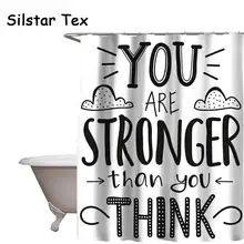 

Silstar Tex Modern English Letters Bath Waterproof Shower Curtain With 12 Hooks Polyester Fabric For Eco-Friendly Bathroom Decor