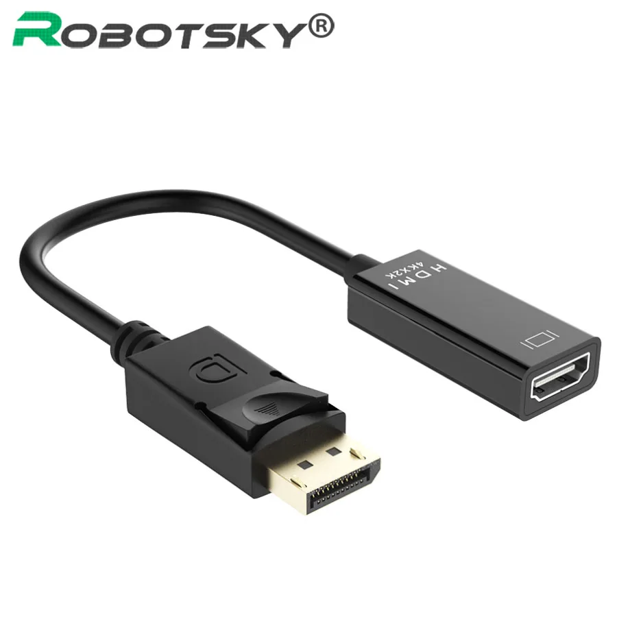 Robotsky محول عرض ميناء موانئ دبي إلى hdmi ذكر إلى أنثى hdmi كابل محول محول لل شاشة الإسقاط التلفزيون 4 كيلو * 2 كيلو 1080 وعاء