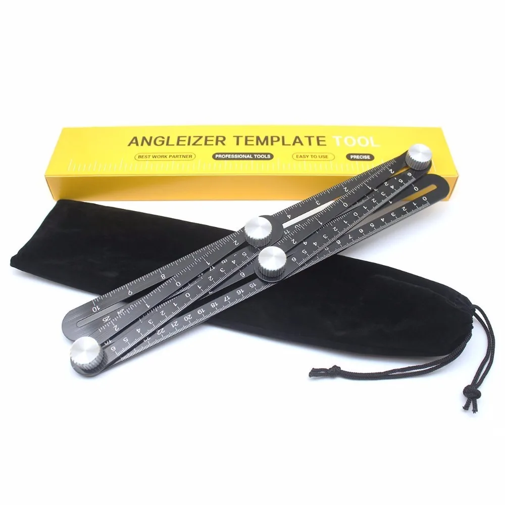 

Aluminium Metal Angleizer Template Tool, Adjustable Easy Angle Finder Multi Angle Ruler Set Angle Template Tools