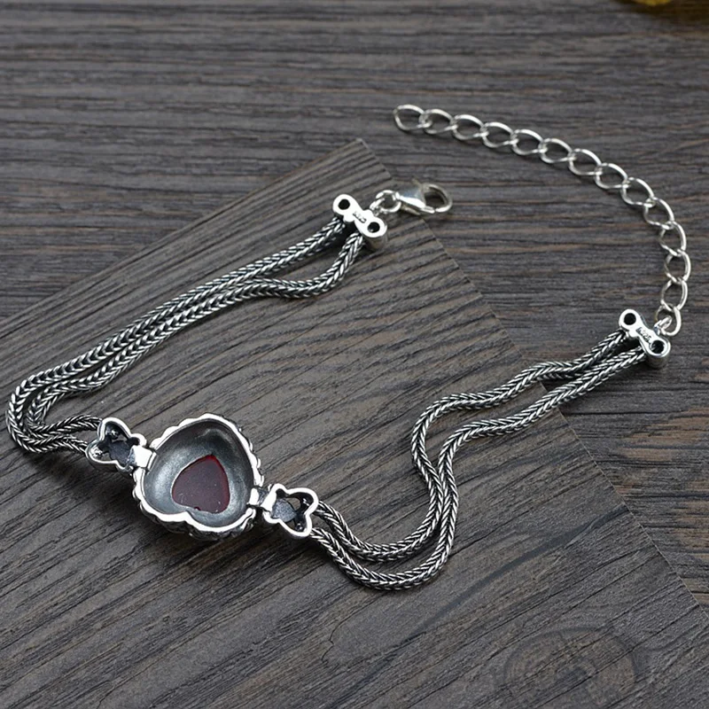 Подлинный 925 пробы серебряный плетеный браслет на цепочке для женщин сердце Шарм персонализированные браслеты Armbanden Voor Vrouwen