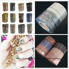 3D leopoard ногтей Фольга 2.5 см* 400 м ногти наклейка цветная алюминиевая ногтей передачи фольги 12 рулонов /много