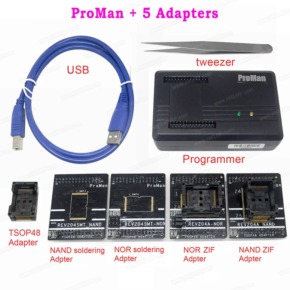 ProMan USB Универсальный программатор инструмент для ремонта копия Программирование nand flash с 6 адаптерами