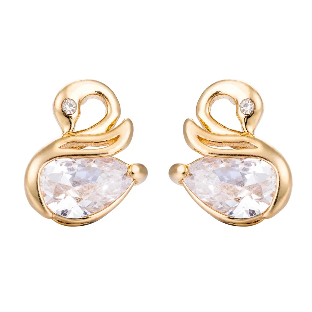 

Hot Sell Fashion crystal Earrings Lovely Rhinestone Swan Earrings Cute Swan Stud Earrings For Women Girls Gift jewelry Wholesale