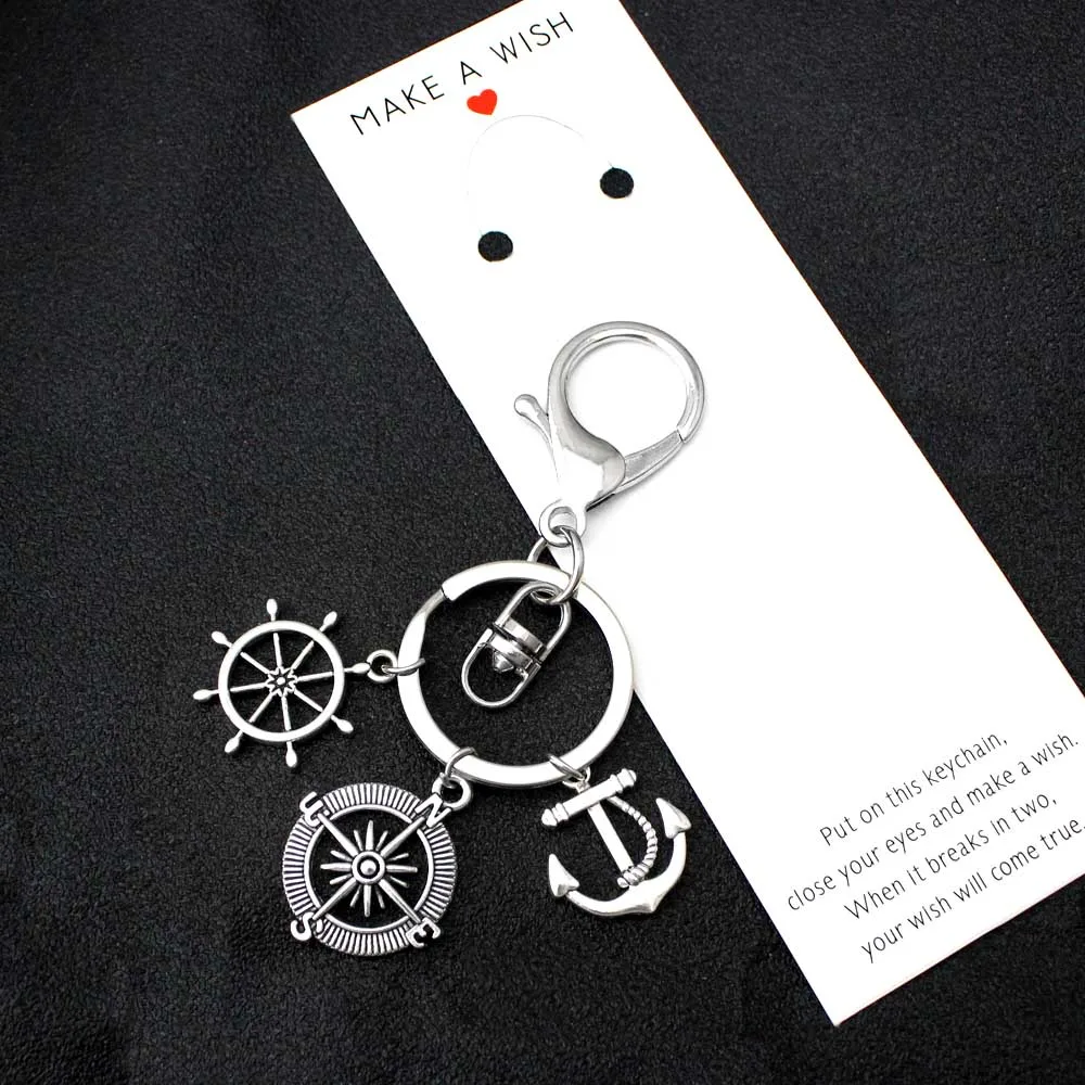 

Rudder Compass Sailing Keychains Best Friends Key Chain Cowboy Cowgirls Boots Horseshoe Key Ring Women Men Unisex Jewelry Gift