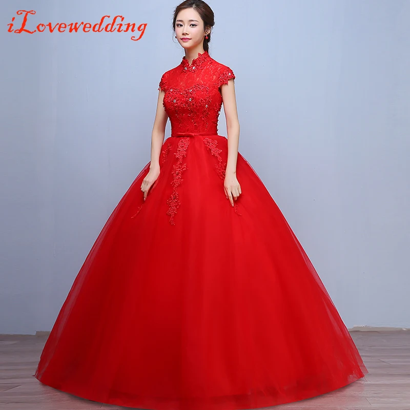 iLoveWedding Wedding Dresses 2017 Red Ball Gown Long Bridal Gowns Floor