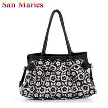 Сумки San maries Лоскутные сумки женские сумки Цветочные женские сумки на плечо женские кожаные женские сумки шопперы большой кошелек
