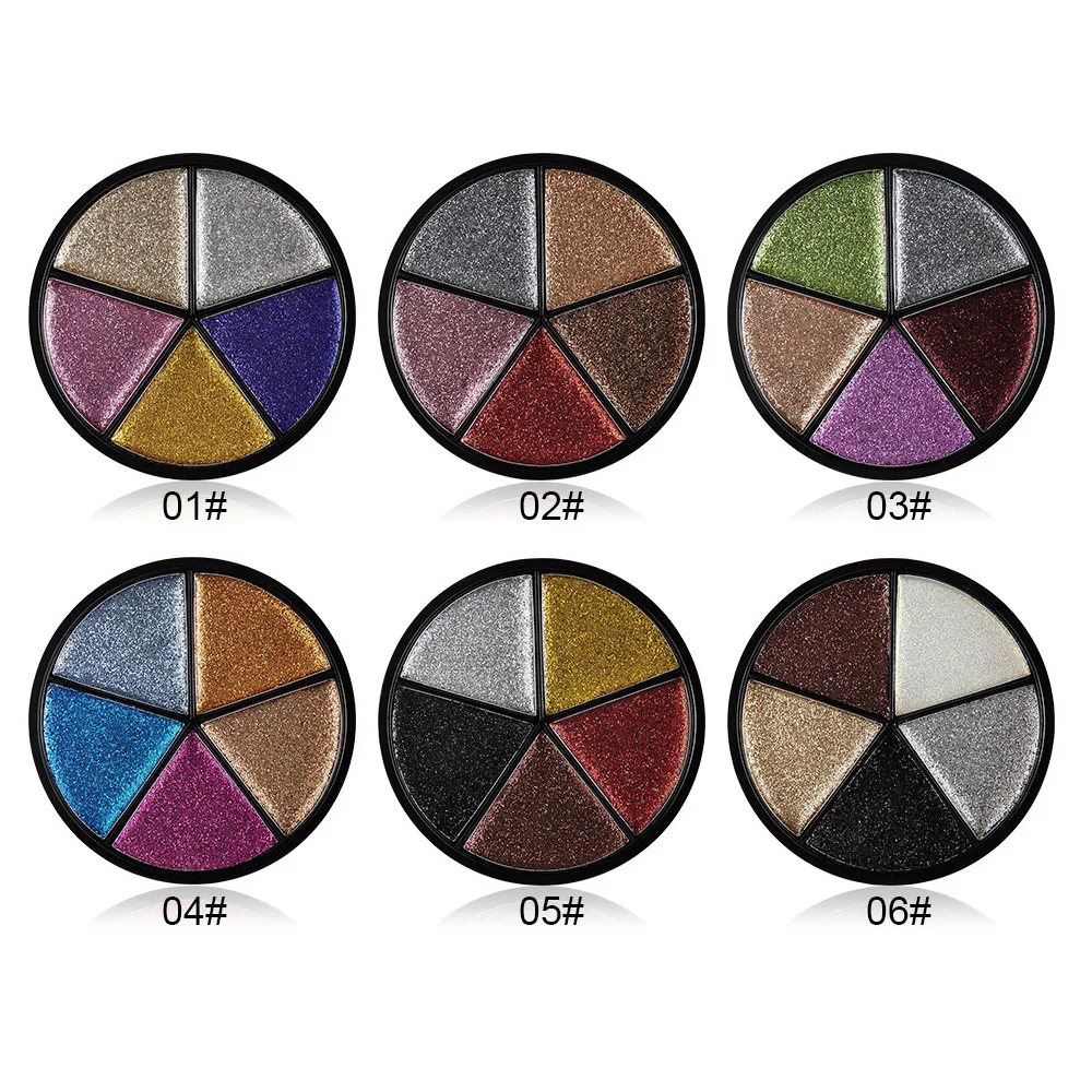 

New Metallic Glitter 5 Colors Eyeshadow Palette Sequin Shiny Eye Shadow Matte Shade Lasting Eye Makeup Powder Cosmetic Tools