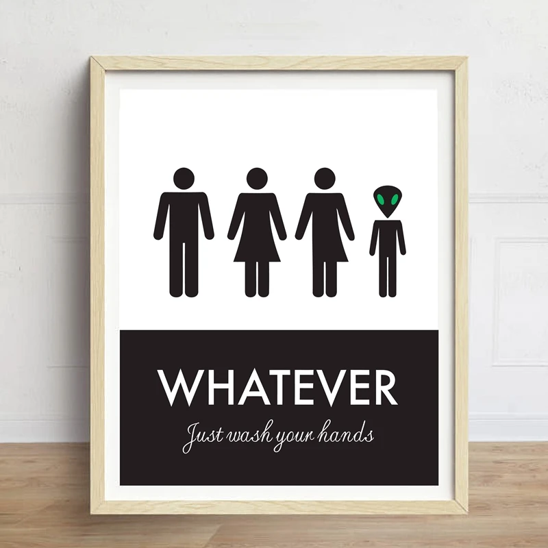 Grappige Unisex Wc Teken Print Wall Art Poster, was Uw Handen Grappige