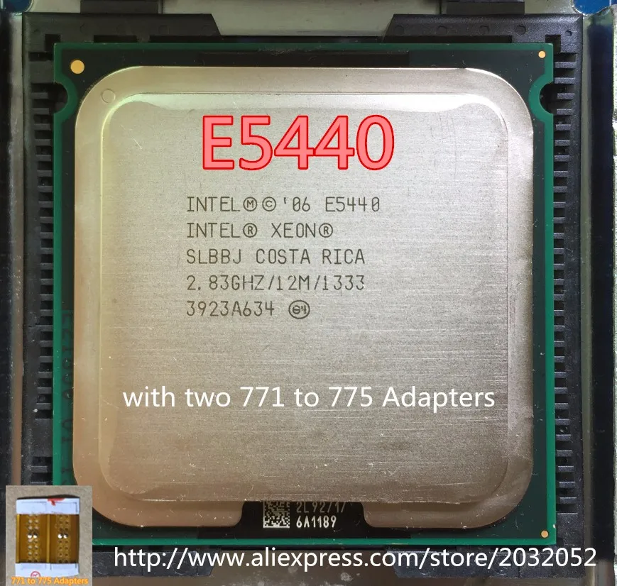 Серверный процессор Intel Xeon E5440/2,83 ГГц/LGA771/L2 кэш 12 МБ/четырехъядерный/(дайте два адаптера 771-775