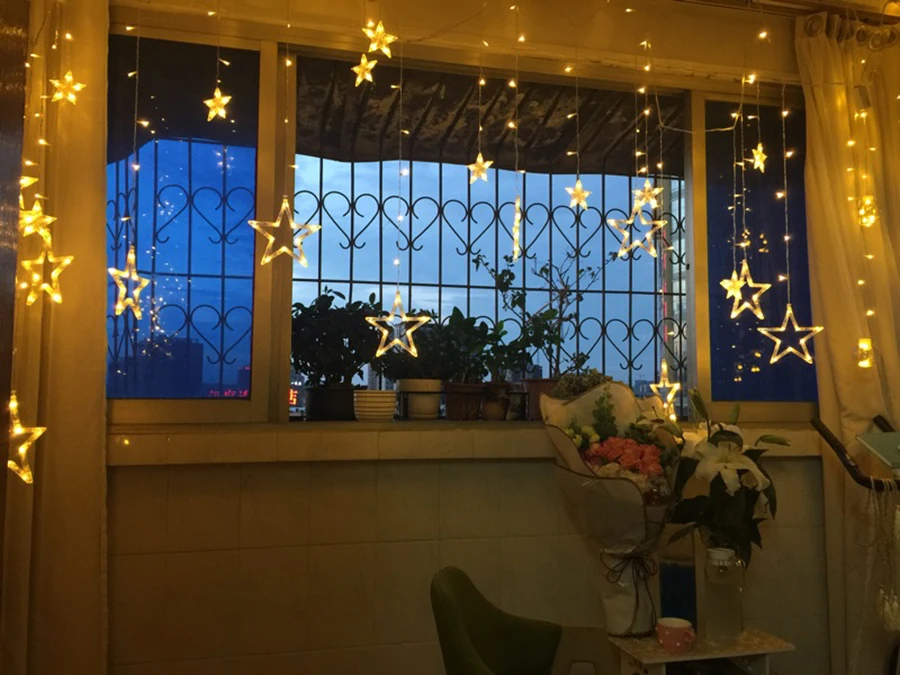 Праздничное освещение 2 м 138 светодиодный Рождественский свет звезда наружная сказочная занавеска гирлянды подарок для свадебной вечеринки украшение дома