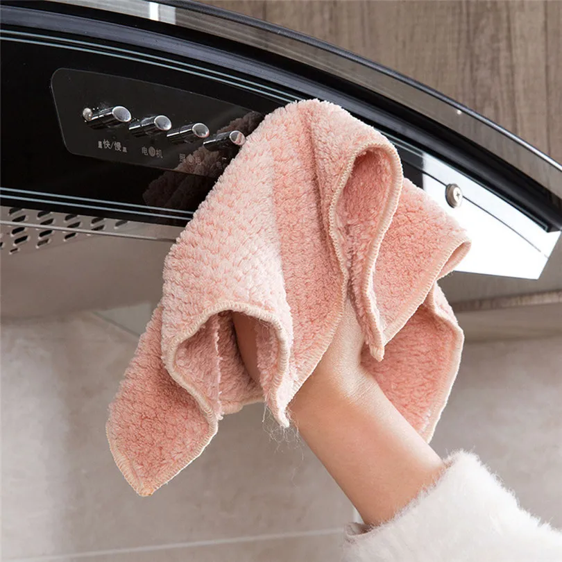 Kitchen Towel Coral Velvet Nonstick Oil Velvet Hand Towels Kitchen Quick-drying Hanging Hand Thickened Towels (7)