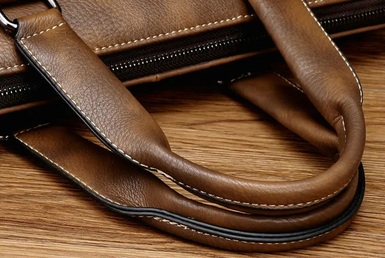 Men Briefcases Genuine Leather Handbag 15"Laptop Briefcase Messenger Shoulder Crossbody Bag Men's Bag Business Portfolio