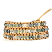 New Hign-end 2019 3X Leather Wrap Natural Stone Beaded Bracelet Multi Layered Bracelet For Girl's And Woman's Gift New Hign-end 2019 3X Leather Wrap Natural Stone Beaded Bracelet Multi Layered Bracelet For Girl's And Woman's Gift