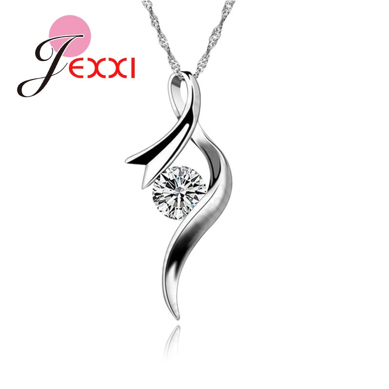 

Big Discount Charm Vintage Zircon 925 Sterling Silver Necklaces & Pendants Jewelry Ribbon Shape for Women Wedding Jewelry