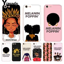 

Yinuoda For iPhone 7 6 X Case MELANIN POPPIN Black Gir Coque Shell Phone Case for iPhone 8 7 6 6S Plus X 10 5 5S SE 5C 4 4S
