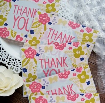 

500 pcs/lot 10*13CM Flower Thank you Self-adhesive Plastic Bags For Cookies, Biscuits