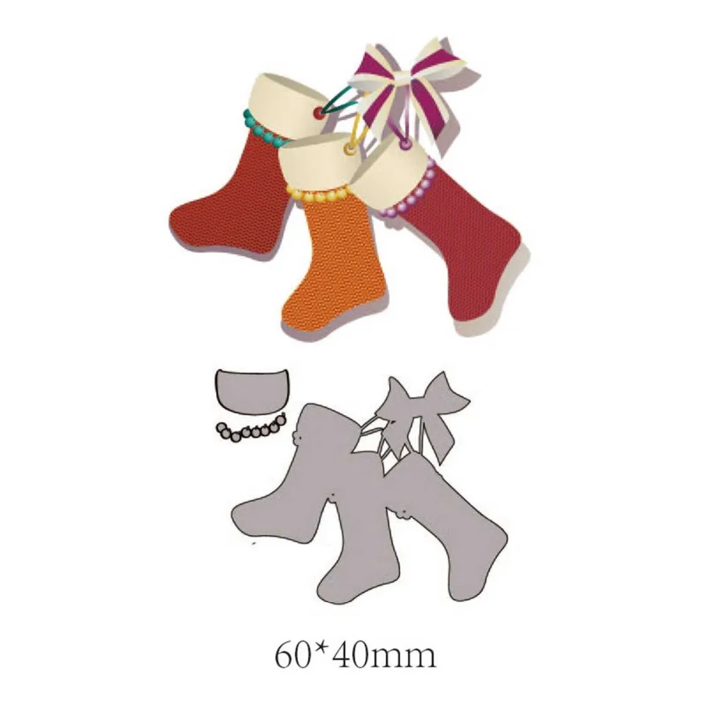 

Christmas Metal Dies Fireplace Cutting Dies Frame Socks New For Gift Card Making Album Craft Die Cut 60*40mm