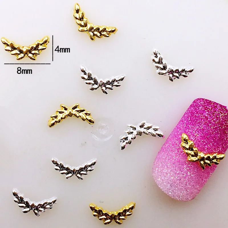 50Pcs/Lot Japan 4*8mm Gold Silver Wing 3D DIY Metal Alloy Nail Art Deco Stickers/Charms/ Tools for Manicure | Красота и здоровье