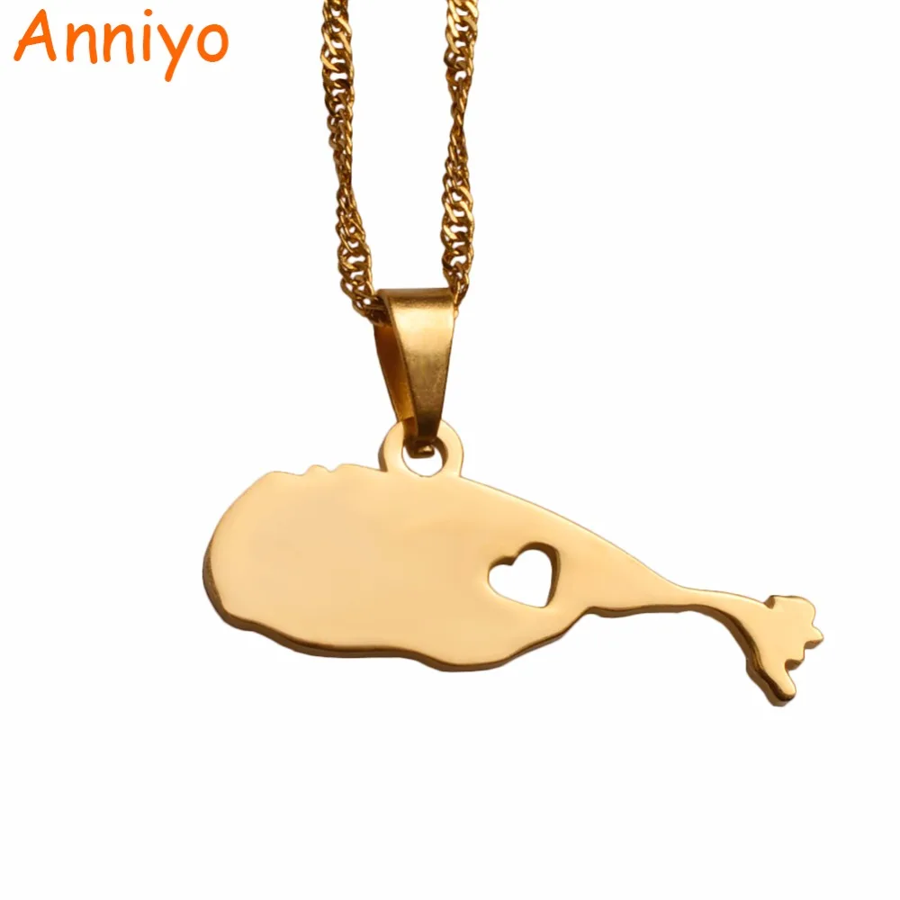 

Anniyo The Federation of Saint Kitts and Nevis Map Pendant Necklaces Gold Color Jewelry Gifts #030621-031121