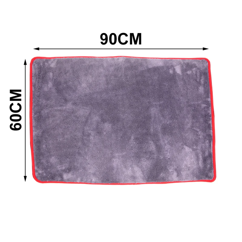 Большой размер 90x60 см ультратолстое плюшевое полотенце из микрофибры для мытья автомобиля, чистящие салфетки из микрофибры для полировки, абсорбирующее полотенце