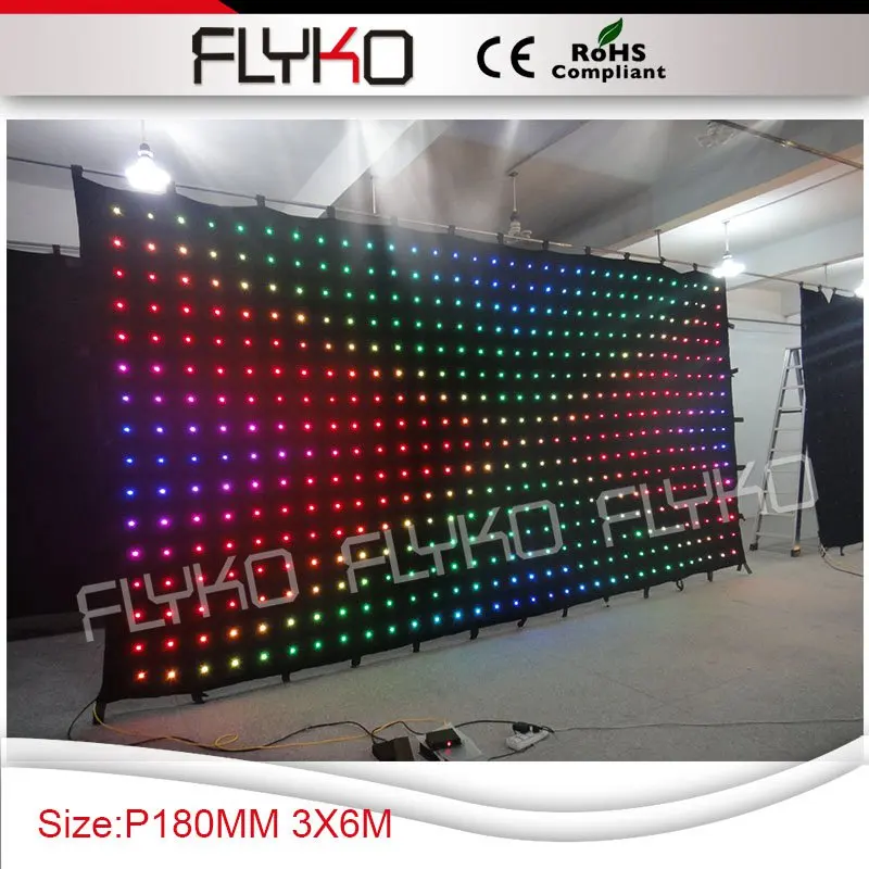Бесплатная доставка p18 6x3 м лучшая цена rgb гибкий светодиодный экран|led curtain