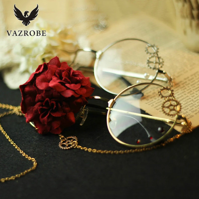 Buy Vazrobe Lolita Steampunk Round Glasses Frame Women Flower Gear Eyeglasses