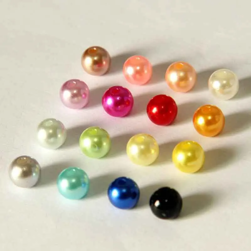 100pcs Wholesale 6 8 10mm Round Plastic Pearl Beads Multi Colors
