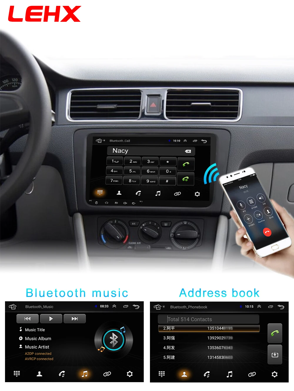 LEHX 9 дюймов Автомобильный Android 8,1 автомобильный Радио gps авто радио 2 Din USB для VW Skoda Octavia golf 5 6 touran passat B6 jetta polo tiguan