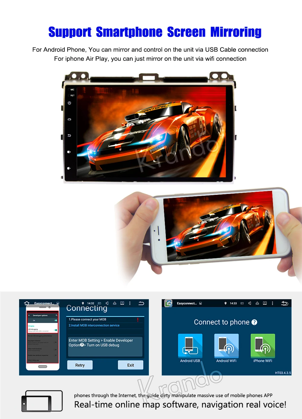 Cheap Krando Android 8.1 9" IPS Full touch big screen car Multimedia player for TOYOTA PRADO 120 2002-2009 audio player gps BT wifi 8