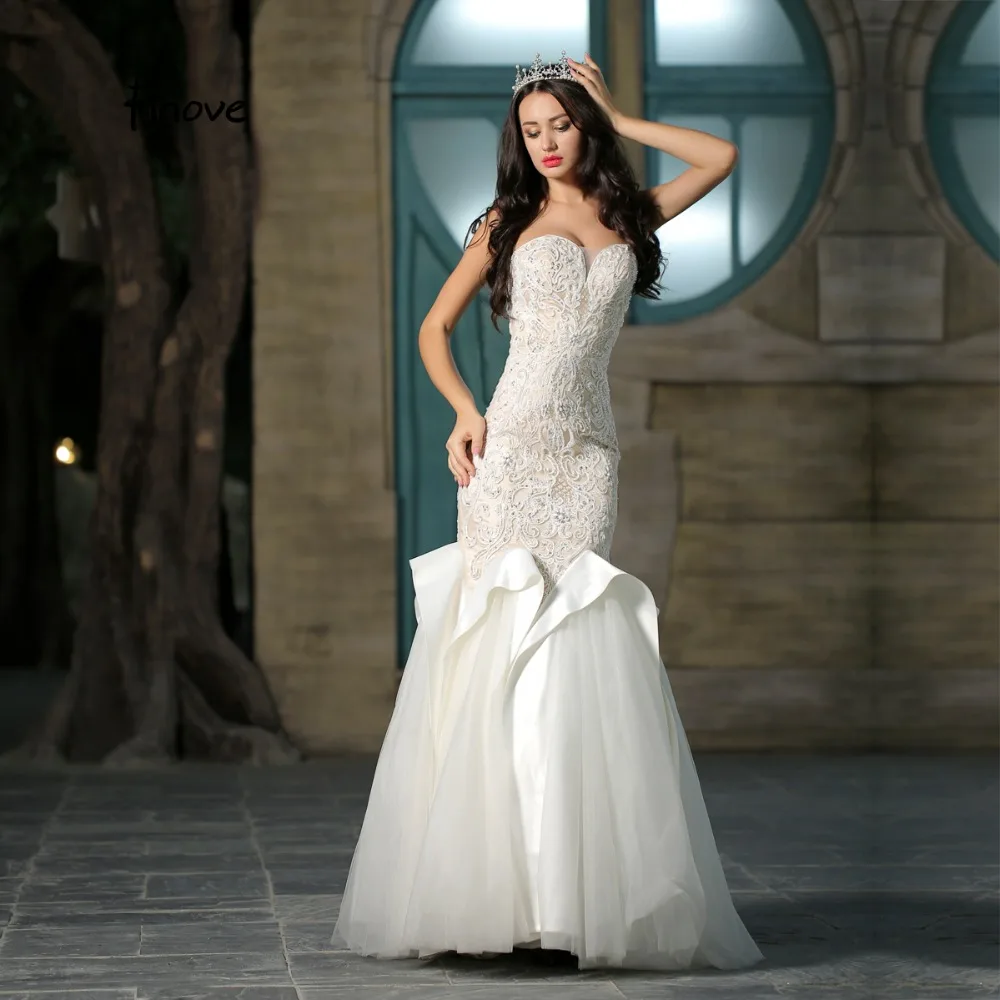 

Finove Wedding Dress Gowns 2019 New Style Embroidery Beading Sext Mermaid Party Dress For Prom Women's Dress vestido novia