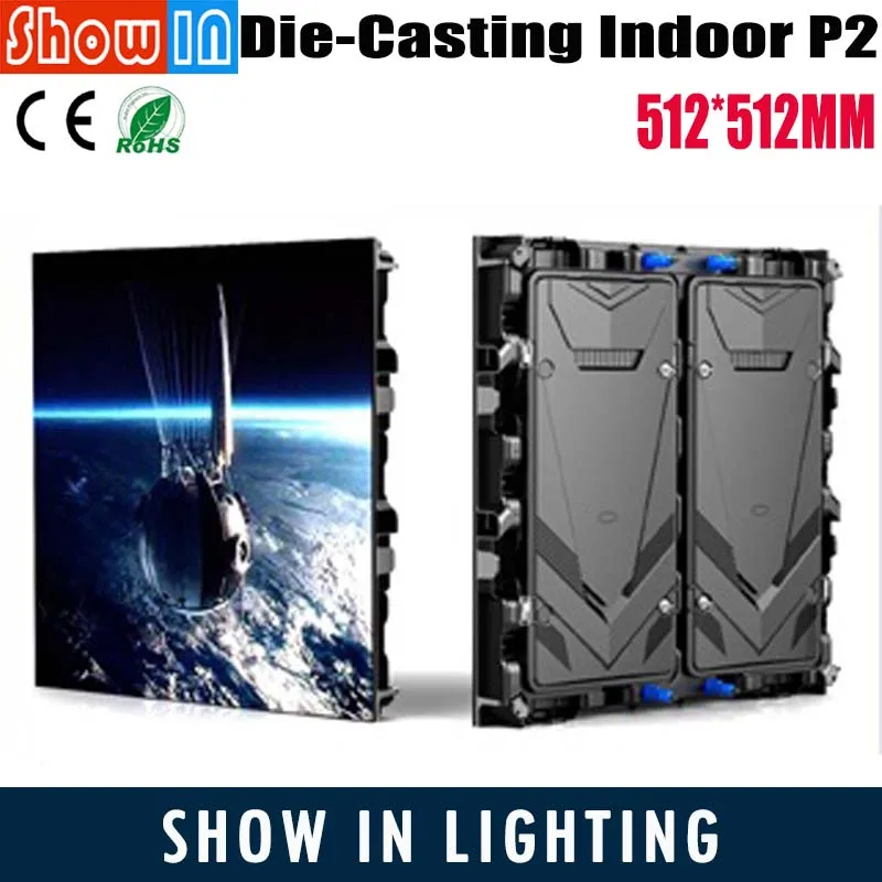 

Indoor P2 LED Screen Panel SMD RGB 3in1 512*512mm Cabinet Die Casting Aluminum Rental For Advertising Signs With Flightcase