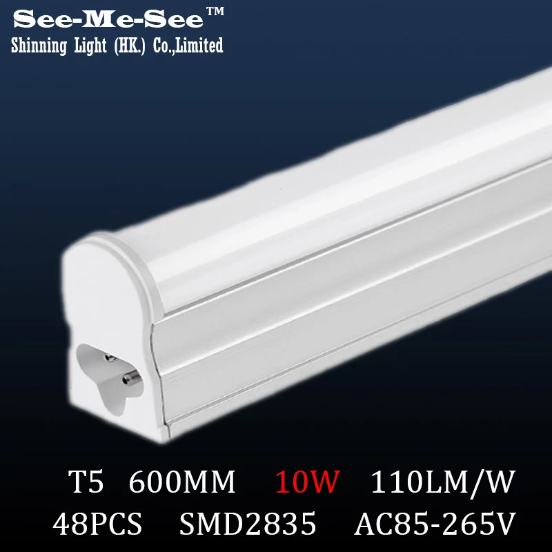 T5 led tube 600MM 10W AC85 265V SMD2835 48led chips pcs tube led fluorescent light 20PCS