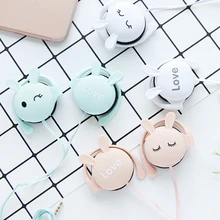 Cute Rabbit Cartoon Stereo Earphone Headphone with mic 3.5mm Ear-hook Sports Headset for Girls Kids Xiaomi Mobile Phone Gift Mp3