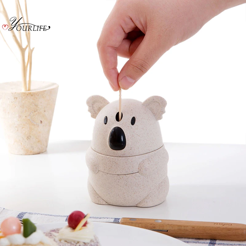 

OYOURLIFE 1pc Natural Wheat Straw Toothpick Holders Press Type Automatic Tooth Picks Dispenser Household Bar Table Accessories